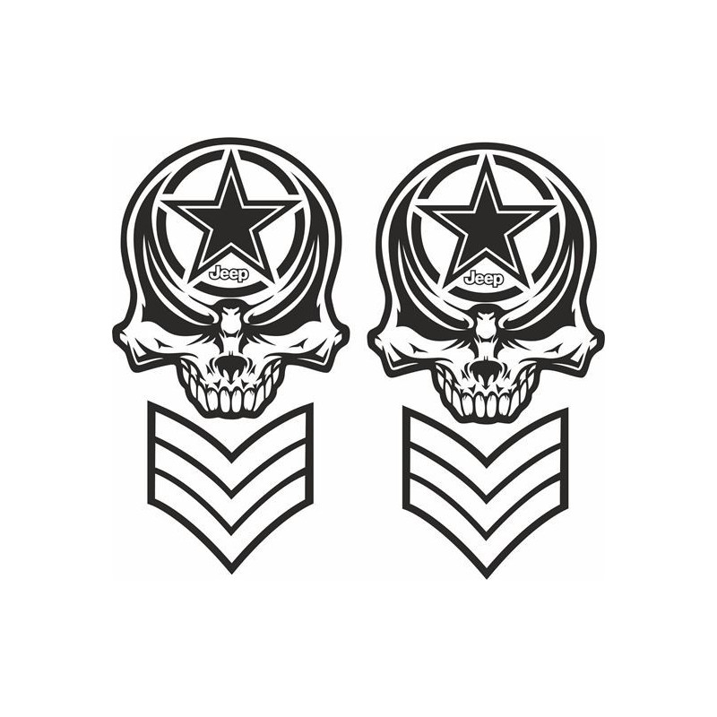 JEEP Army Skull DECALS X2