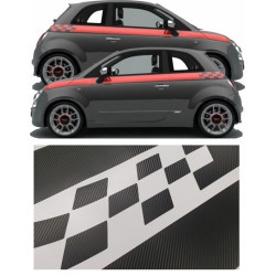 Fiat 500-595 Panel fit Carbon Fibre side Stripes DECALS