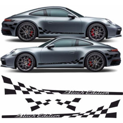 Porsche 992 "Black Edition" chequer Stripes AUFKLEBER