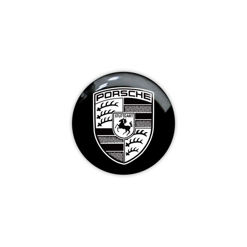 Porsche round black gel AUTOCOLLANT