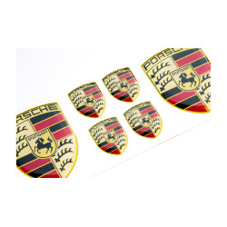 Porsche round black gel ADESIVI x6