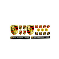 Porsche round black gel DECALS x19