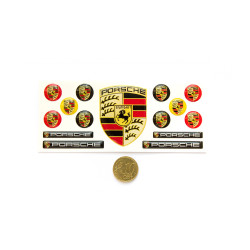Porsche round black gel DECALS x15