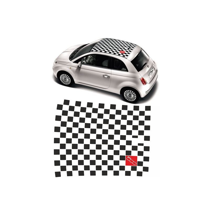 Fiat 500 Chequered Roof Decals AUTOCOLLANT