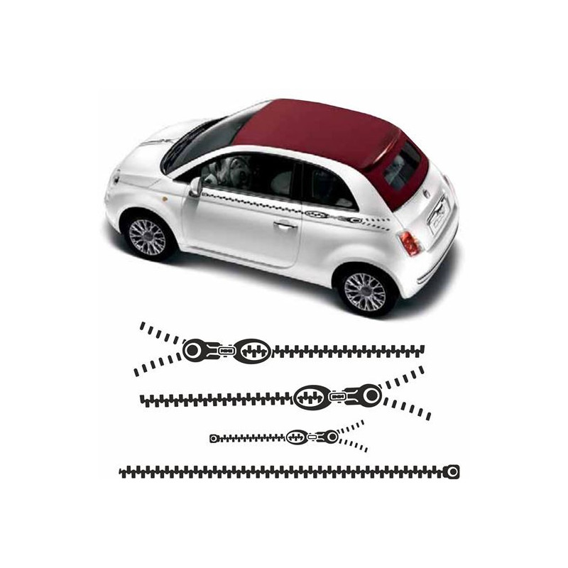 Fiat 500 / 595 side Zip Stripes AUTOCOLLANT