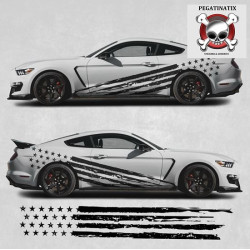 Ford Mustang year 2015 on side Stripes ADHESIVOS