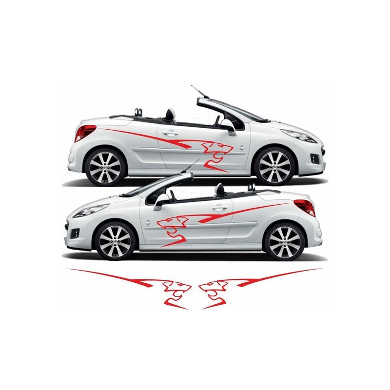 Peugeot 207 side lion Graphics Stripes autocollant