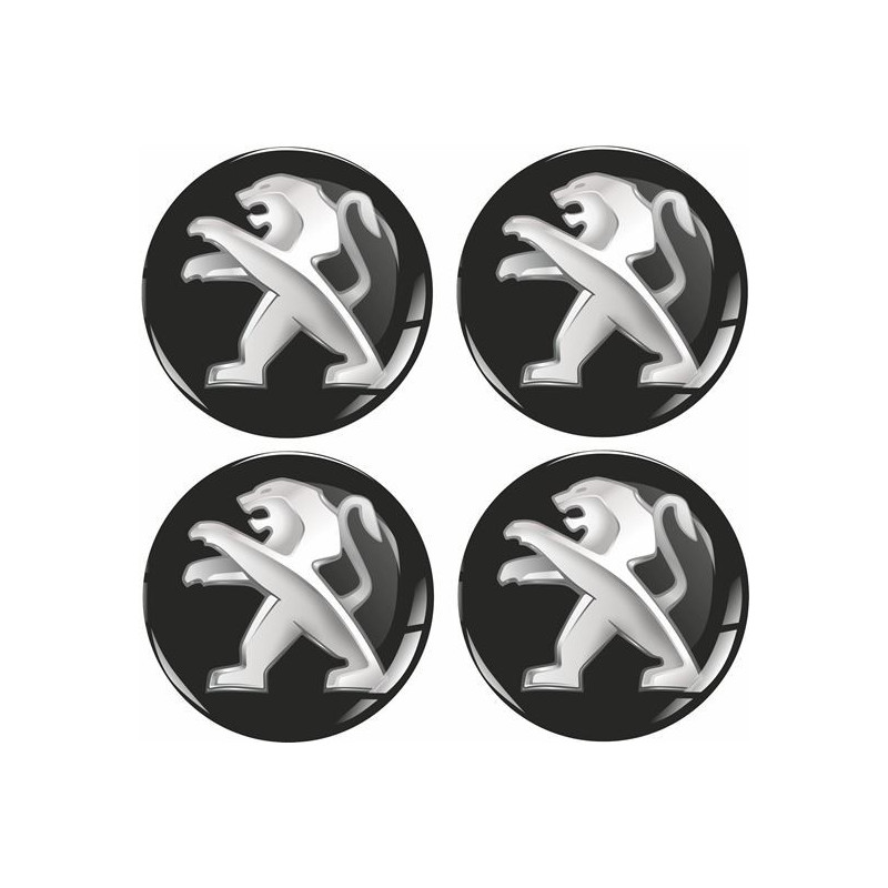 Peugeot Wheel centre Gel Badges Autocollant x4