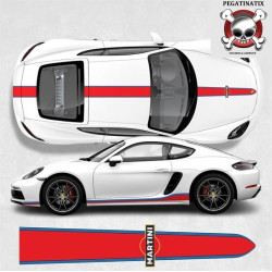 PORSCHE 718 Cayman / Boxster Martini over the top & side Stripes ADESIVOS