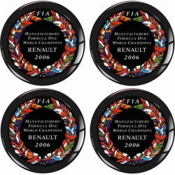 RENAULT FIA F1 Champions Wheel centre Gel Badges adesivos x4
