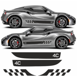 Alfa Romeo 4C 2015 - 17 side Stripes DECALS (Compatible Product)