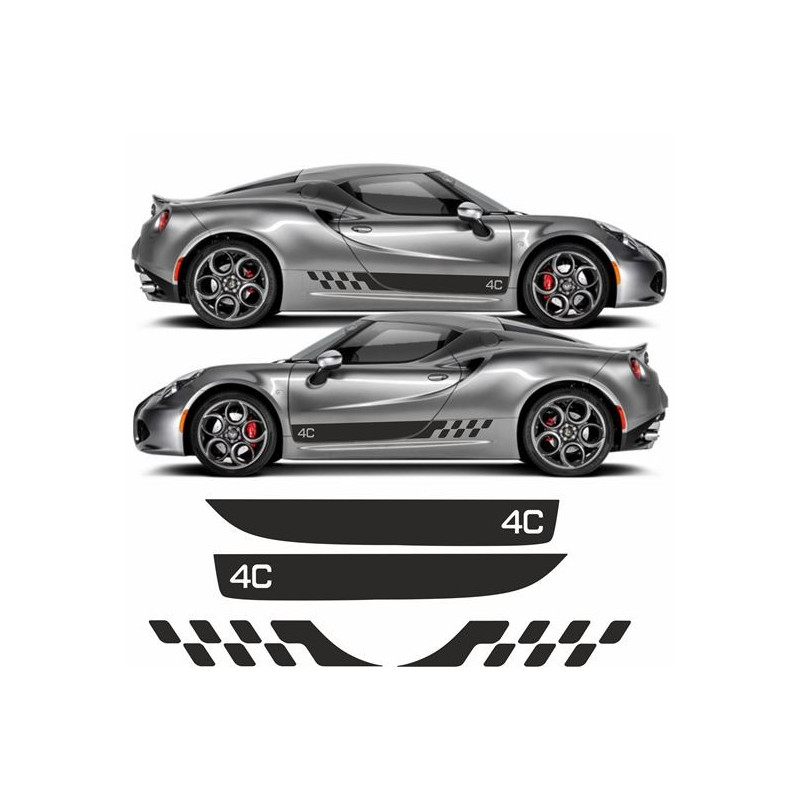 Alfa Romeo 4C 2015 - 17 side Stripes ADESIVOS (Produto compatível)