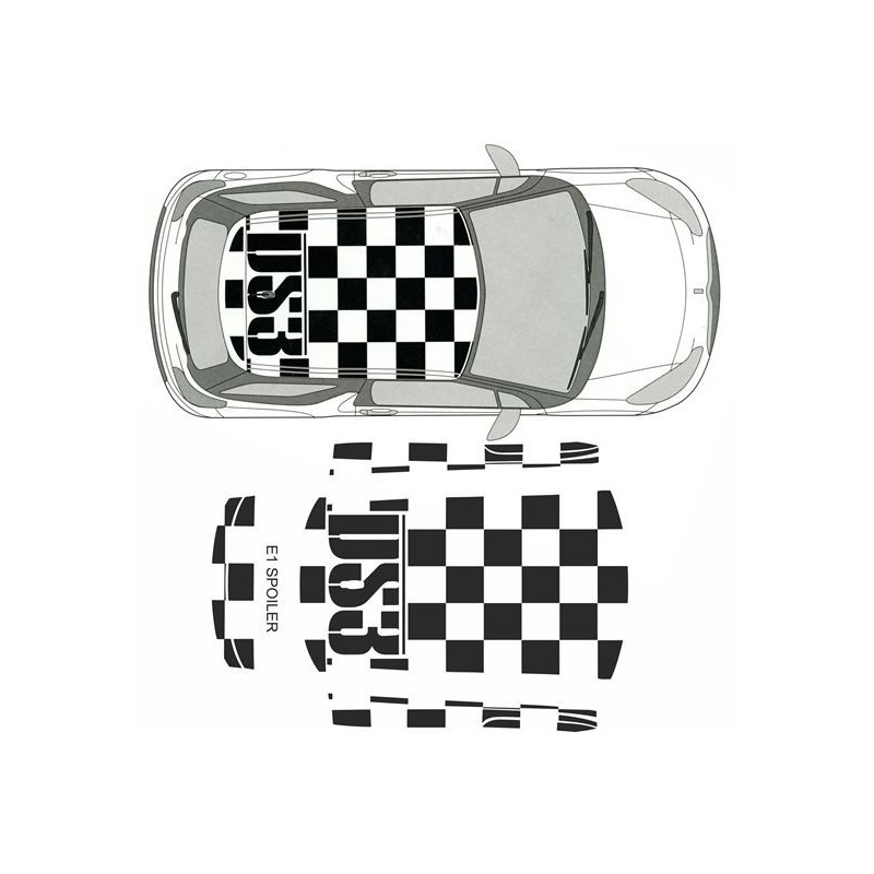 DS3 Chequered roof autocollant  (Produit compatible)