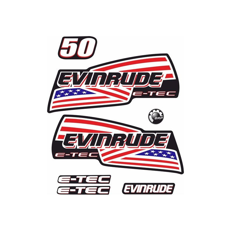 Evinrude 50HP E-tec Boat ADESIVI  (Prodotto compatibile)