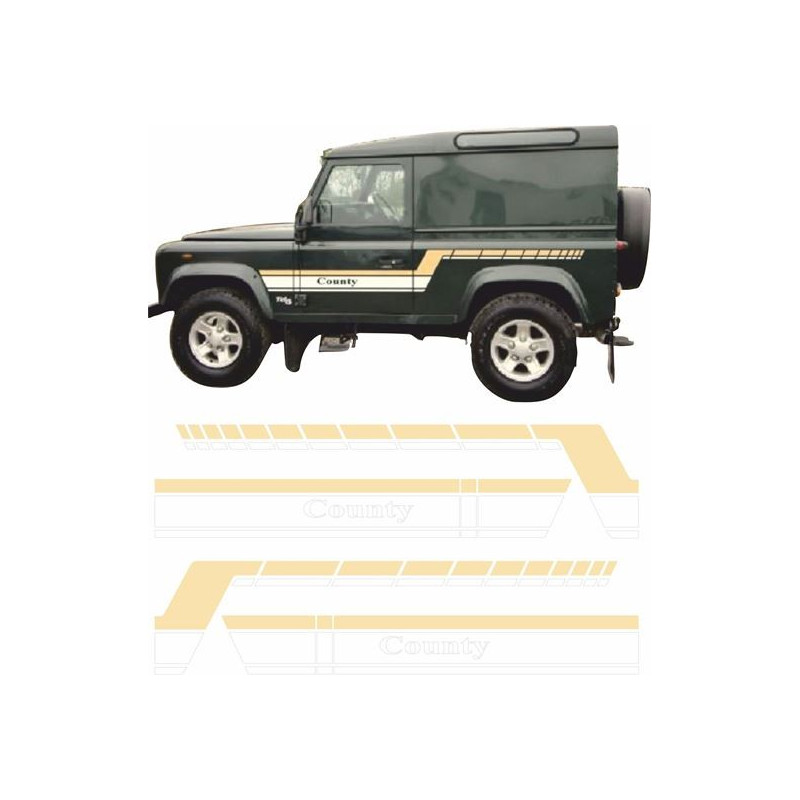 Defender 90 County 1984 - 1986 side Stripes AUTOCOLLANT (Prodotto compatibile)