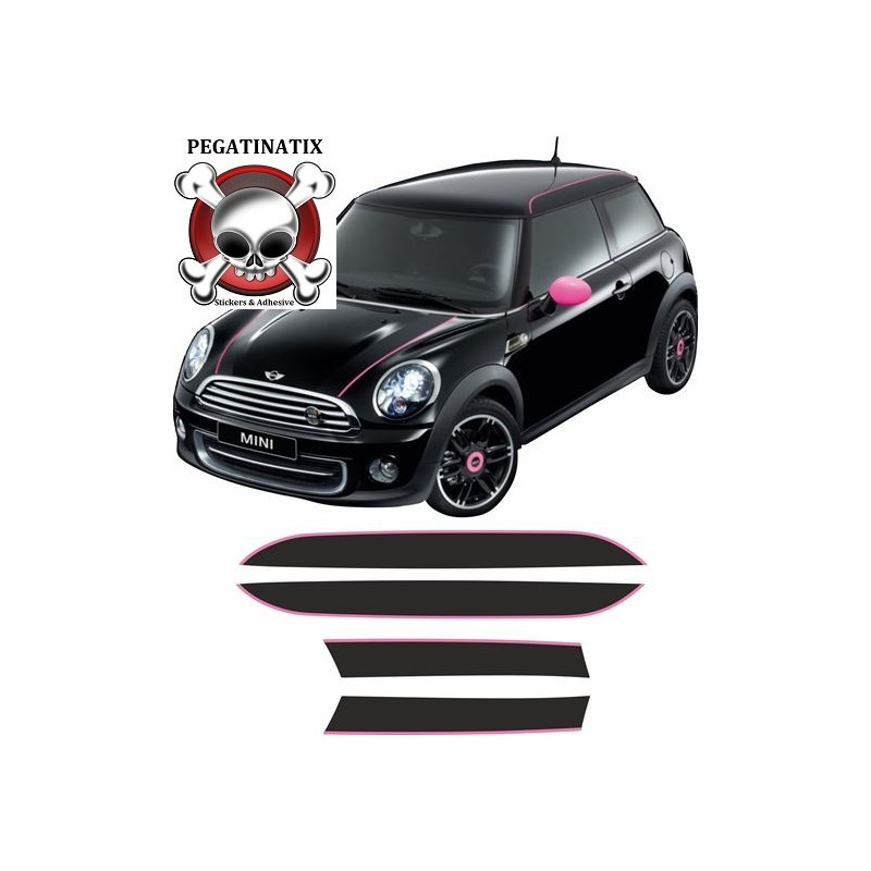 Mini R56 Ray Bonnet & Roof Stripes ADESIVI (Prodotto compatibile)