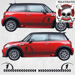 Mini R56 / R57 Chequered side Stripes DECALS (Compatible Product)