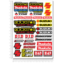 Suzuki Sponsors silver metallic Large Decal set 34x49 cm Laminated 