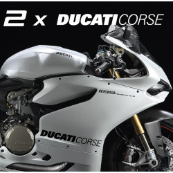 DUCATI CORSE Panigale 1199 899 side fairings stickers 38 cm. white black
