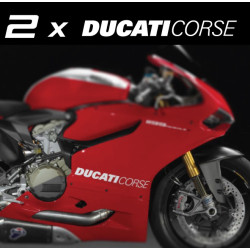 DUCATI CORSE Panigale 1199 899 side fairings stickers 38 cm. white black