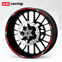 Aprilia Racing 3 Way Wheel decals rim stripes 12 pcs. Laminated full color RSV Tuono
