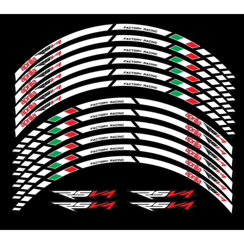 Aprilia RSV4 3 Way Wheel decals stickers rim stripes 12 pcs. RSV Factory Laminated full color