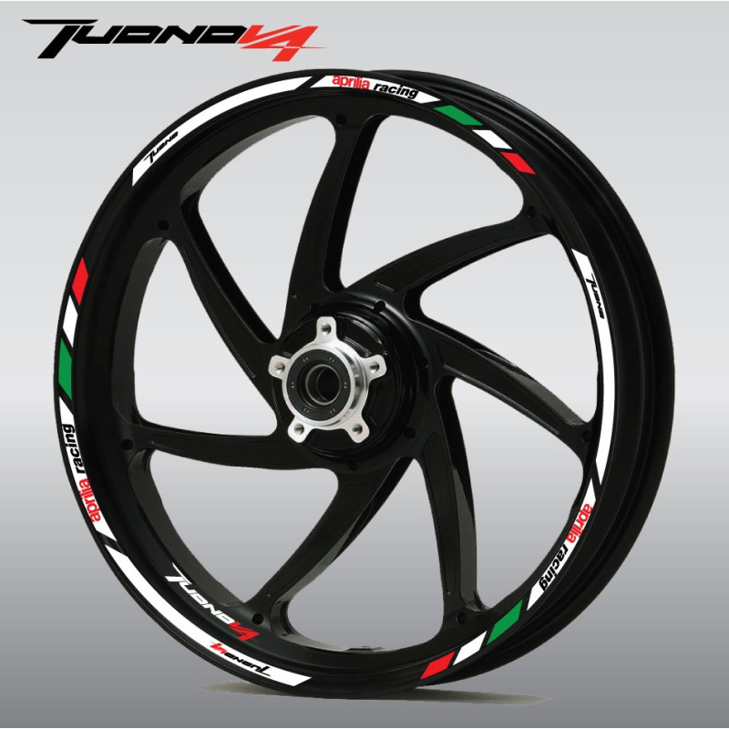 Aprilia Tuono V4 Wheel decals stickers rim stripes Tuono Factory Laminated white