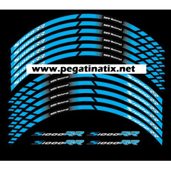 BMW S1000RR wheel decals rim stickers stripes 12 pcs. Laminated HP4 Fire Blue