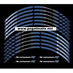 BMW S1000R wheel decals rim stripes 12 pcs. stickers Laminated S1000 R Blue