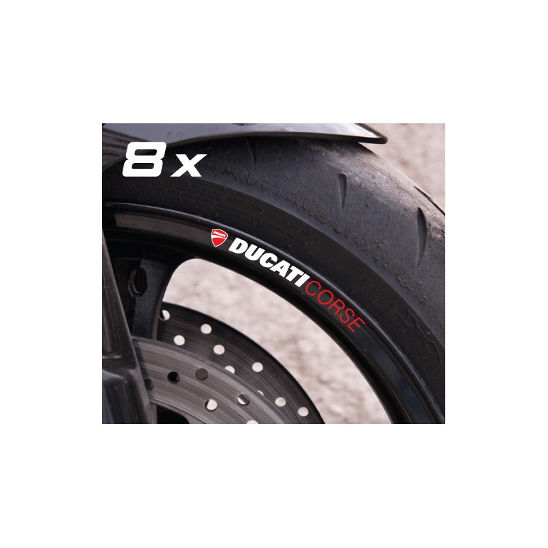 DUCATI CORSE small Wheel decals rim stripes 8 pcs. Laminated