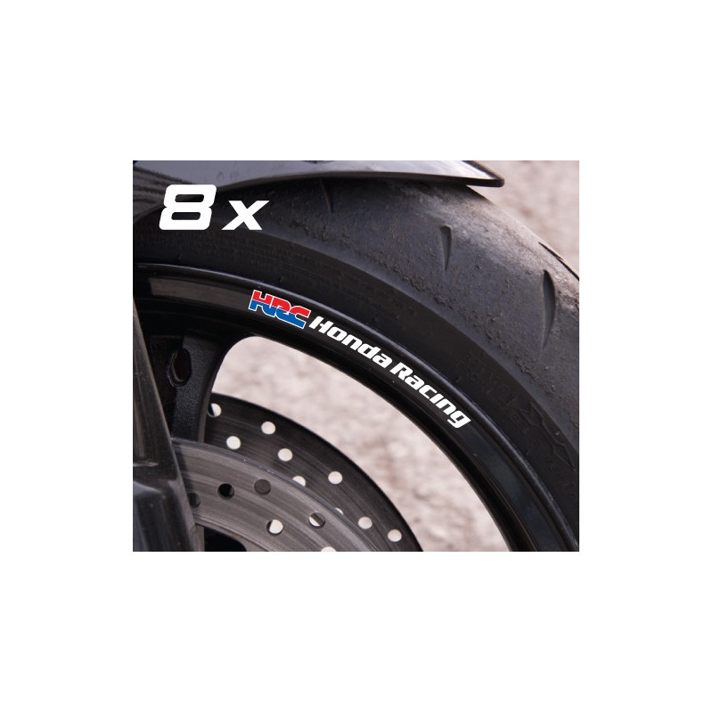 Honda Racing HRC small Wheel decals rim stripes 8 pcs. Laminated 