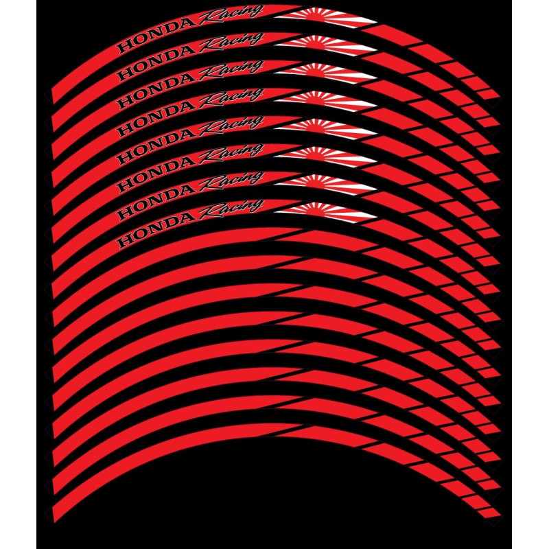 HONDA Racing Japan flag Wheel decals rim stripes 16 pcs. Laminated full color