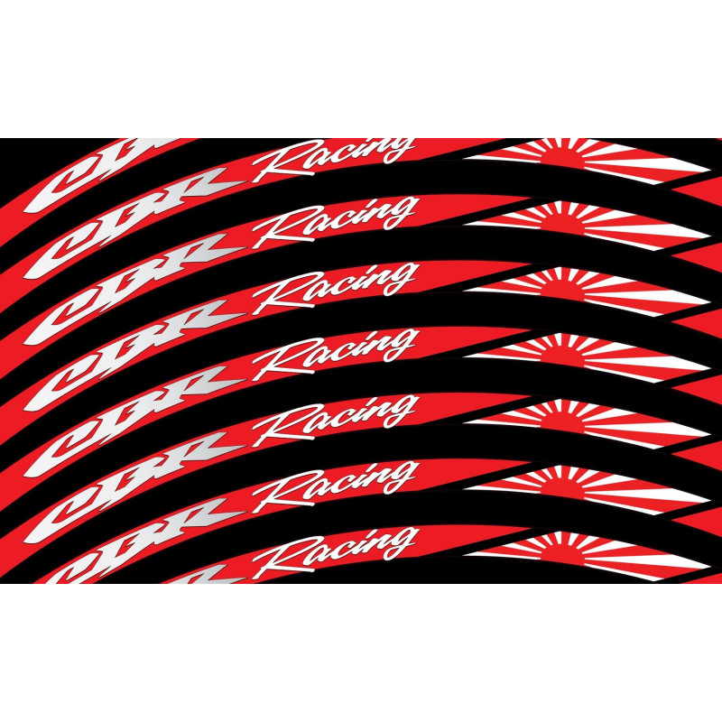 CBR Racing Japan flag Wheel decals rim stripes 16 pcs. Laminated full color