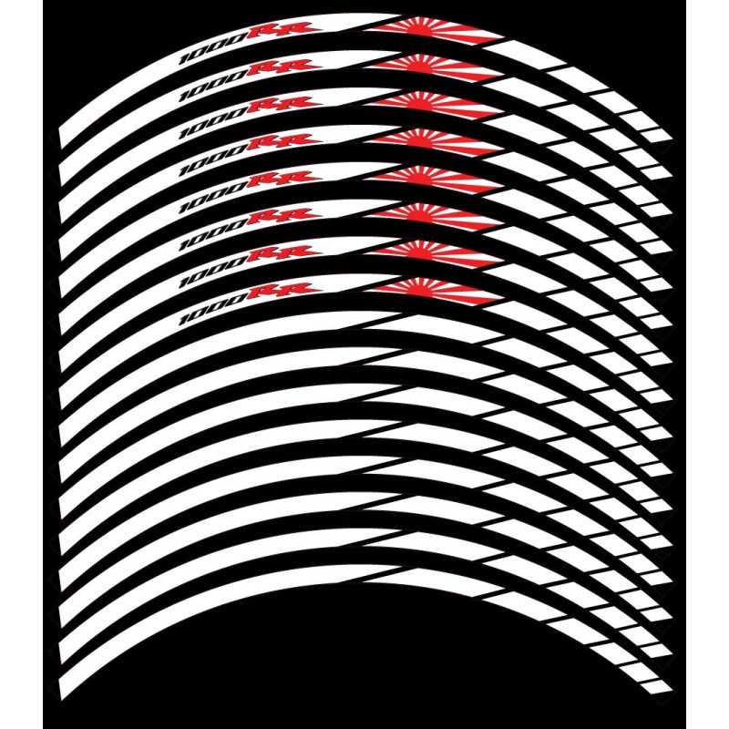 CBR 1000 RR Japan flag Wheel decals rim stripes 16 pcs. Laminated full color