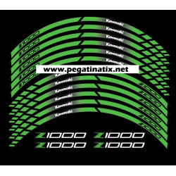 Kawasaki Z1000 wheel stickers decals rim stripes 12 pcs. Laminated z 1000