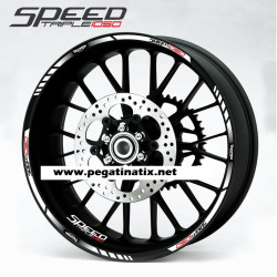 Triumph Speed Triple 1050 wheel stickers decals rim stripes 12 pcs. Laminated Red