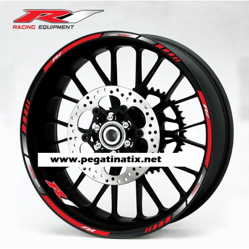 Yamaha YZF-R1 wheel stickers decals rim stripes Laminated red