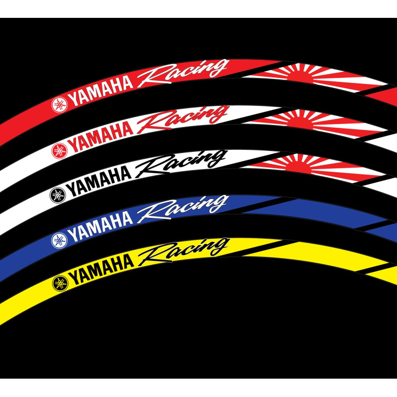 YAMAHA Racing Japan flag Wheel decals rim stripes 16 pcs. Laminated full color