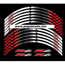 YYamaha YZF-R6 wheel stickers decals rim stripes Laminated yzf r6 white red
