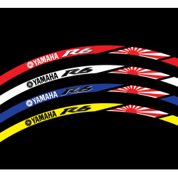 YAMAHA YZF-R6 Japan flag Wheel decals rim stripes 16 pcs. Laminated full color