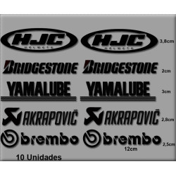  STICKERS DECALS KIT HJC BRIDGESTONE YAMALUBE AKRAPOVIC BREMBO