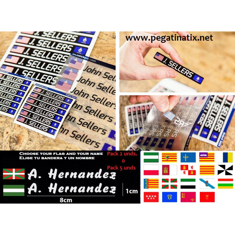 Adhesivo pegatinas BANDERA COMUNIDADES ESPAÑOLAS + TU NOMBRE